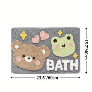 TEMU 1개 욕실 러그 매트, 초고흡수 부드러운 미끄럼방지 귀여운 곰 모양 욕실 바닥매트, 세면대 및 샤워실용, 크리스마스 장식 선물