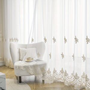 TEMU 1pc 프랑스식 아름다운 자수 시어 커튼, 간단한 유럽식 작은 꽃 자수 화이트 투명 얇은 창문 시어 커튼, 막대 포켓, 거실 침실 홈 장식에 적합합니다