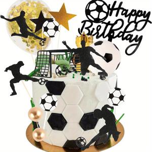 TEMU 34피스 축구 케이크 토퍼 축구공 선수 케이크 장식 축구 피규어 축구 생일 케이크 장식 남성용 축구 스포츠 테마 생일 파티 용품