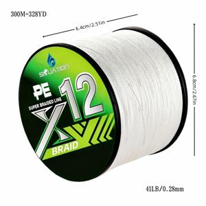 TEMU 1 SHUATION PE 우수한 땋은 낚시줄 - 12가닥, 328/656/984피트, 민물 및 바닷물 낚시용 부드럽고 강한, 회색