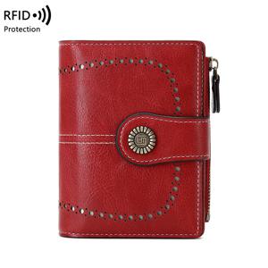 TEMU RFID 방지 도난 여성용 지갑 멀티 카드 슬롯 지퍼 버클 패션 클립 빈티지 다기능 짧은 지갑|카드지갑|지갑
