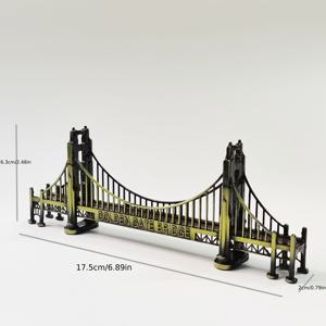 TEMU 1pc 골든 게이트 브리지, 기념품 조각상 미국 여행 모델, 도금 건축 다리 금속 탁상 장식 유아 크리스마스 선물 조각상