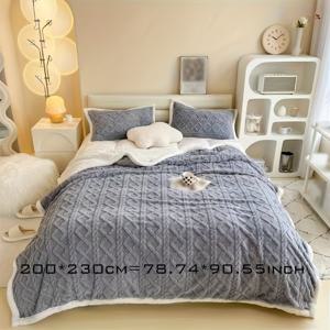 TEMU 1개 미스트 블루 타프타 담요, 초극세사 부드럽고 포근한 사계절용 침대 커버, 소파 덮개 또는 사무실용으로 완벽한 캠핑 필수품