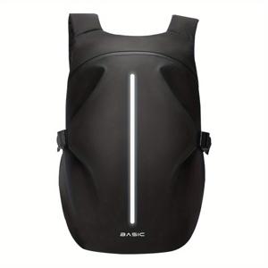 TEMU BASIC 모터사이클 헬멧 배낭 - 반사 스트립, 검은색 소프트 쉘, 지퍼, 포켓, PVC 외재 물질, 모터사이클러를 위한 이상적인 모터사이클 장비 | 반사 스트립 | 내구성 있는 배낭|자전거헬멧