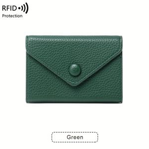 TEMU RFID 작은 가방 리치 패턴 부드러운 PU 가죽 동전 지갑 간단한 경량 오르간 카드 가방