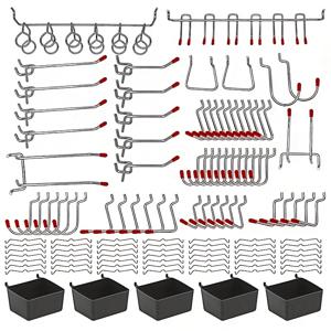 TEMU 114/118/165pcs 금속 걸이 정리함 세트, 1인치 유리 간격용 방수 후크 및 보관 상자, 망치, 브러시, 드릴, 스크루 포함 도구 걸이 키트, 차고, 창고, 정원 사용