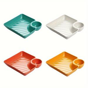 TEMU 4pcs/set 스시 접시와 식초 그릇, PP 사각 딥핑 그릇, 만두 접시 분할 접시 트레이 디바이더, 야외 캠핑 피크닉용