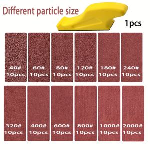 TEMU 121pcs 수제 모래 블록 붉은 모래 종이 키트, 후크 및 루프 패드가있는 3.5 