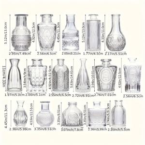 TEMU 16pcs/set 유리 버드 바이스 세트, 센터피스용 작은 꽃 바이스, 대량으로 구입 가능한 클리어 버드 바이스, 러스틱 웨딩 장식용 빈티지 미니 바이스