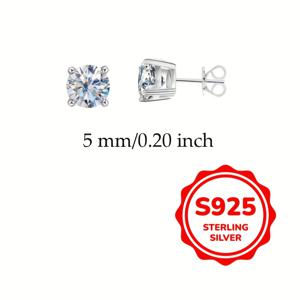 TEMU 925 순은 0.1-0.8캐럿 화이트 3/4/5/6mm 라운드 합성 지르코니아 여성용 일상 액세서리 패션 여성 선물