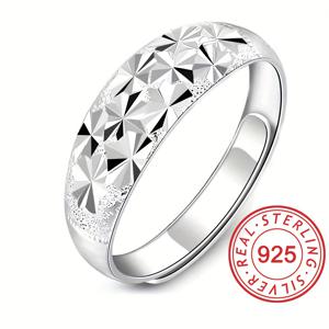 TEMU 925 순은 와이드 페이스 여성용 반지, 저알레르기 니켈 프리 밀키 웨이 라이트 표면 조절 가능한 링 마우스 선물 상자|반지