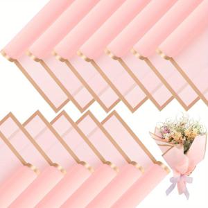 TEMU 골드 엣지가 있는 우아한 한국 스타일 꽃 포장지 20매 - 23인치 x 23인치 매트 방수 시트, DIY 공예 및 선물 포장용, 플로랄 장식용(밝은 색상) 부케 포장지