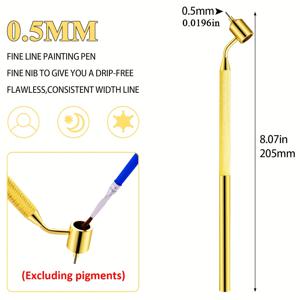 TEMU YXXLUYH 미세한 선을 그리는 펜, 세밀한 그림 그리기 펜, 정밀한 터치 업 페인트, 0.3mm/0.4mm/0.5mm/0.7mm 황금 브래스 구성 경사 끝, 바위 칩 및 스크래치 수리에 이상적입니다.
