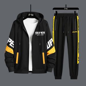 TEMU 클래식 남성용 운동복 2Pcs 트랙수트 세트 캐주얼 풀집업 스웨트슈츠 롱 슬리브 후디와 조깅 팬츠 세트 체육관 운동 러닝을 위한|헬스복