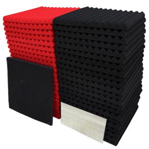 TEMU VIBuilt 어쿠스틱 폼 웨지 패널 50개 세트 - 30cm x 30cm x 2.5cm, 녹음용 블랙 & 레드 스튜디오 방음 패널, 악기 및 소음 감소, 쉬운 설치, 모듈러 디자인