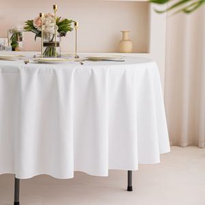 TEMU 1pc 라운드 테이블 클로스, 세탁 가능한 테이블 클로스, 식탁용 데코레이티브 단색 원단 테이블 커버, 버펫 파티 및 캠핑 장식|티테이블