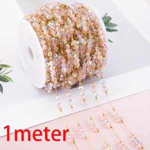 TEMU 1미터/39.37인치 4mm 스테인레스 스틸 인조 크리스탈 비즈 체인, 목걸이, 팔찌, 보석 제작용