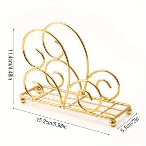 TEMU 1개 주철 냅킨 홀더 스탠드 - 반원형 디자인과 스콜워크, 블랙 마감 테이블탑 오거나이저, 주방/식당/카페/호텔용 - 우아한 테이블 장식, 주방 액세서리 | 장식적인 스콜워크 | 정교한 디자인
