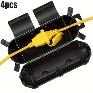 TEMU 4개 내구성 PVC 야외 연장 코드 안전 커버, 방수 씰 포함 - 방수 전기 연결 박스, 녹색 & 검정, 야외 콘센트, 플러그, 소켓을 비, 눈, 얼음 손상으로부터 보호하기 위한