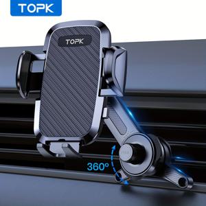 TEMU TOPK D36T 우수한 안정성을 가진 360° 회전 연장 암 금속 후크 자동차 폰 홀더|휴대폰거치대