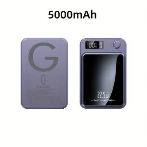 TEMU 새로운 패턴5000/10000밀리암페어 자기 흡수 무선 충전 뱅크 22.5W/PD20W, 애플 15프로/14맥스/13/12 폰에 적합(USB/타입-C), 야외 여행 비상 백업 모바일 전원 공급을 위한 LED 전력 디스플레이가 있는 휴대용 충전기|보조배터리|USB|C타입충전기