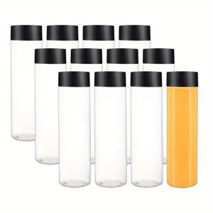 TEMU 4개/6개/12개 13.6oz 투명 음료 디스펜서 주스 병, 검은색/흰색 뚜껑이 있는 플라스틱 스무디 병, 주스, 우유 및 기타 음료에 적합, 여행 캠핑 피크닉, 음료 용품, 결혼식 및 기타|캠핑용품