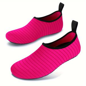 TEMU 여성용 경량 빠른 건조 비치 슈즈 - 생동감 있는 핑크 요가 및 서핑 워터슈즈, 수영, 스노클링, 여름 야외 활동용 TPR 밑창