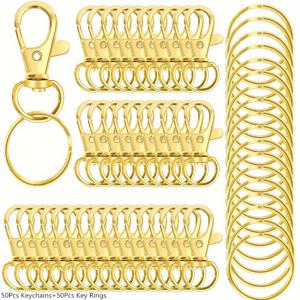 TEMU 100개 키체인 클립 및 키체인 링 메탈 랍스터 클로 버클 키체인 액세서리 DIY 공예 만들기 키트 남녀용 발렌타인데이 선물 50개 키체인 및 50개 키링 (32mm)