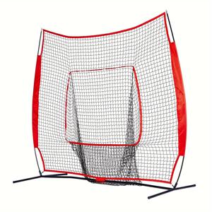 TEMU 7'×7' 야구 & 소프트볼 훈련 네트 - 튼튼한 나일론, 타격, 타격, 포수 및 투구 연습에 완벽, 휴대용 가방 및 금속 프레임 포함, 훈련 장비