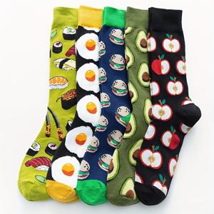 TEMU 5켤레 여성용 짧은 양말 - 스시, 버거, , 과일 테마 컬러풀 토캡 패턴 - 통기성 좋은 기계 세탁 가능 캐주얼 크루 양말, 데일리 웨어 & 패션 소재, 귀여운 디자인, 편안한 소재