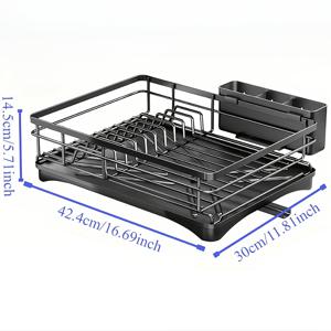 TEMU 1pc 블랙 메탈 주방 카운터 탑 식기 건조대, 도구 홀더, 싱크대 위 플레이트 및 볼 드레이너 바구니, 가정 요리사에게 완벽한 선물, 어머니에게 이상적인 부활절 선물, 새로운 가정 주방 정리에 필수|식기건조대|식기건조기|싱크대