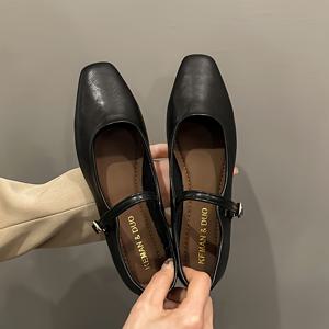 TEMU 여성용 단색 플랫 슈즈, 우아한 사각 앞코 버클 스트랩 슈즈, 가벼우면서 편안한 신발|신발