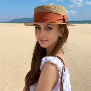 TEMU 여성용 여름 캐주얼 스타일리시 다재다능 스트로 햇 프렌치 빈티지 플랫 브림 선햇 트렌디