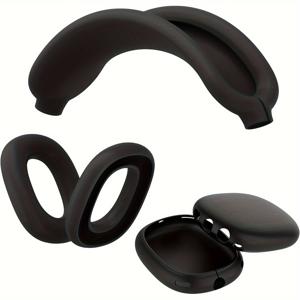 TEMU AirPods Max용 3개 세트 부드러운 실리콘 보호 케이스 - 방수 이어버드 커버와 보너스 헤드밴드 보호대, 핑크, 내구성 있고 편안한 디자인, 귀여운 에어팟 케이스