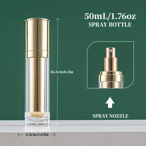 TEMU 50ml 아크릴 파인 미스트 스프레이 병 1.76oz, 충전 가능한 여행용 향수 분무기, 휴대용 세럼 및 알콜 디스펜서, 및 청소용 용기, 금속 뚜껑이 장식된 우아한 디자인