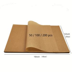 TEMU 30x40cm 평면 실리콘 오일 페이퍼 50/100/200개 베이킹 시트, 12 x 16인치, 미리 자른 논스틱 파치먼트 시트, 베이킹, 요리, 그릴링, 에어 프라이어 및 스티밍용 (미백)|에어프라이어