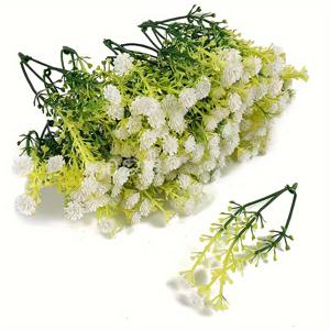 TEMU 100개/팩 9.5CM 백색 별빛 하늘 3개 뿔 인공 식물 및 꽃, 수제 꽃 장식, 잔디가 있는 보석 장식, 수조 및 미세 조경 액세서리용 장식 재료.