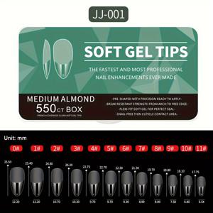 TEMU 550개 OsNailmall 소프트 젤 네일 팁 - 롱 아몬드 쉐이프, 완벽한 커버와 흔적 없는 디자인의 완벽한 연장 - DIY 및 살롱 사용에 완벽, 네일 아트 장식 및 네일 액세서리 포함|네일팁
