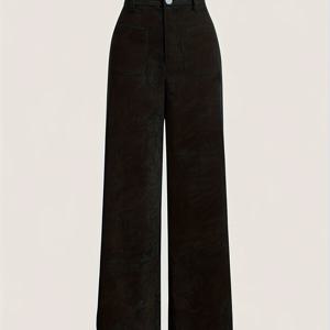 TEMU 여성용 우아한 레그 코듀로이 팬츠 - 얇은 소재, 사계절 내내 편안함, 단색 포켓 포함, 손세탁/드라이클리닝 가능, 캐주얼에서 정장까지 다용도, 부드러운 질감 의류