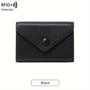 TEMU FOREVER MIYIN 미니 RFID 차단 지갑, 라임 에이징, 다중 카드 슬롯, 단색, 플랩 버튼 아코르디언 디자인, 스냅 클로저, 폴리에스터 안감, 스타일, 습식 와이프 클린,velop 형태, 크레딧 카드 홀더 플랩 포켓