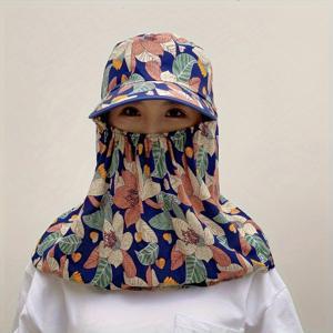 TEMU 여름용 선캡, 대형 넓은 모자, 얼굴 보호를 위한 마스크와 함께 숨쉬기 편한 자전거용 선캡|마스크|모자|여름모자