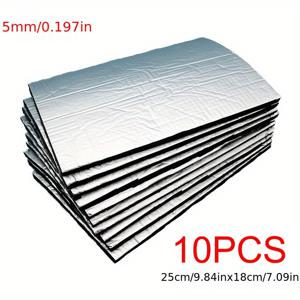 TEMU 10개 범용 소음 차단 매트, 합성 고무 단열재, 두께 5mm, 자동차 및 밴용, 차량 후드 및 도어 방음, 모든 주행 위치용, 배터리 없음