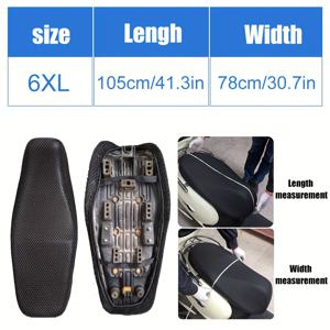 TEMU 3D 메쉬 쿠션이 있는 미끄럼 방지 블랙 시트 커버 - 튼튼한 나일론, 스쿠터 및 모페드에 적합, S부터 6XL 사이즈