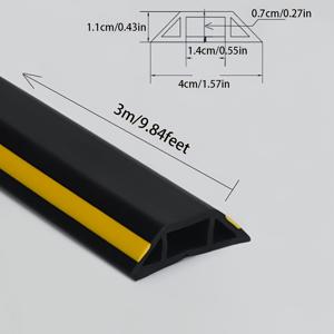 TEMU 1개 방화 PVC 케이블 관리 트레이, 보이지 않는 바닥 와이어 커버, 가정용 소프트 케이블 보호대, 배터리 필요 없음