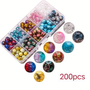 TEMU 8mm 200개 유리 구슬 박스 DIY 공예 액세서리, 팔찌·목걸이 소품, 핸드메이드 아트 소품, 소규모 비즈니스 용품