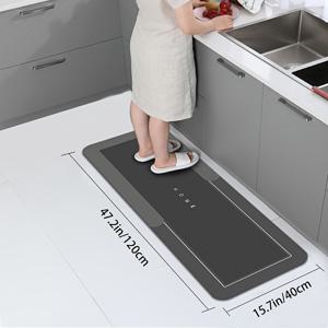 TEMU 1개 규조토 주방 바닥 매트 - 초흡수, 빠른 건조, 미끄럼 방지 고무 백킹, 폴리에스테르 혼방, 욕실 및 거실용 대형 사이즈, 호텔 및 상업용 청소에 이상적