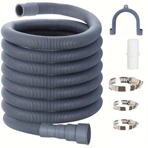 TEMU 1pc FlexiHose 두꺼운 플라스틱 세탁기 배수 호스, 식기 세척기 연장 키트와 트림 인터페이스로 쉽게 설치하고 부드러운 배수 가능