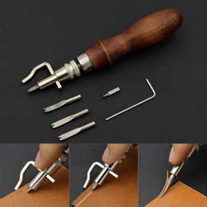 TEMU 7-in-1 가죽공예 도구 키트, 조절 가능한 프로 스티칭 그루버 및 베벨러 엣지 크리저, 나무 손잡이 가죽 재봉 DIY 핸드 툴 세트