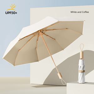 TEMU 스타일리시하고 심플한 UPF50+ 방풍 알루미늄 합금 손잡이, 두꺼운 210T 마카롱 컬러 블록 디자인, 신제품 수동 접이식 듀얼용량 레인 오어 샤인 우산