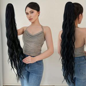 TEMU 32인치 워터 웨이브 웨이브 클립인 헤어 익스텐션, 여성용 부드러운 합성 헤어피스